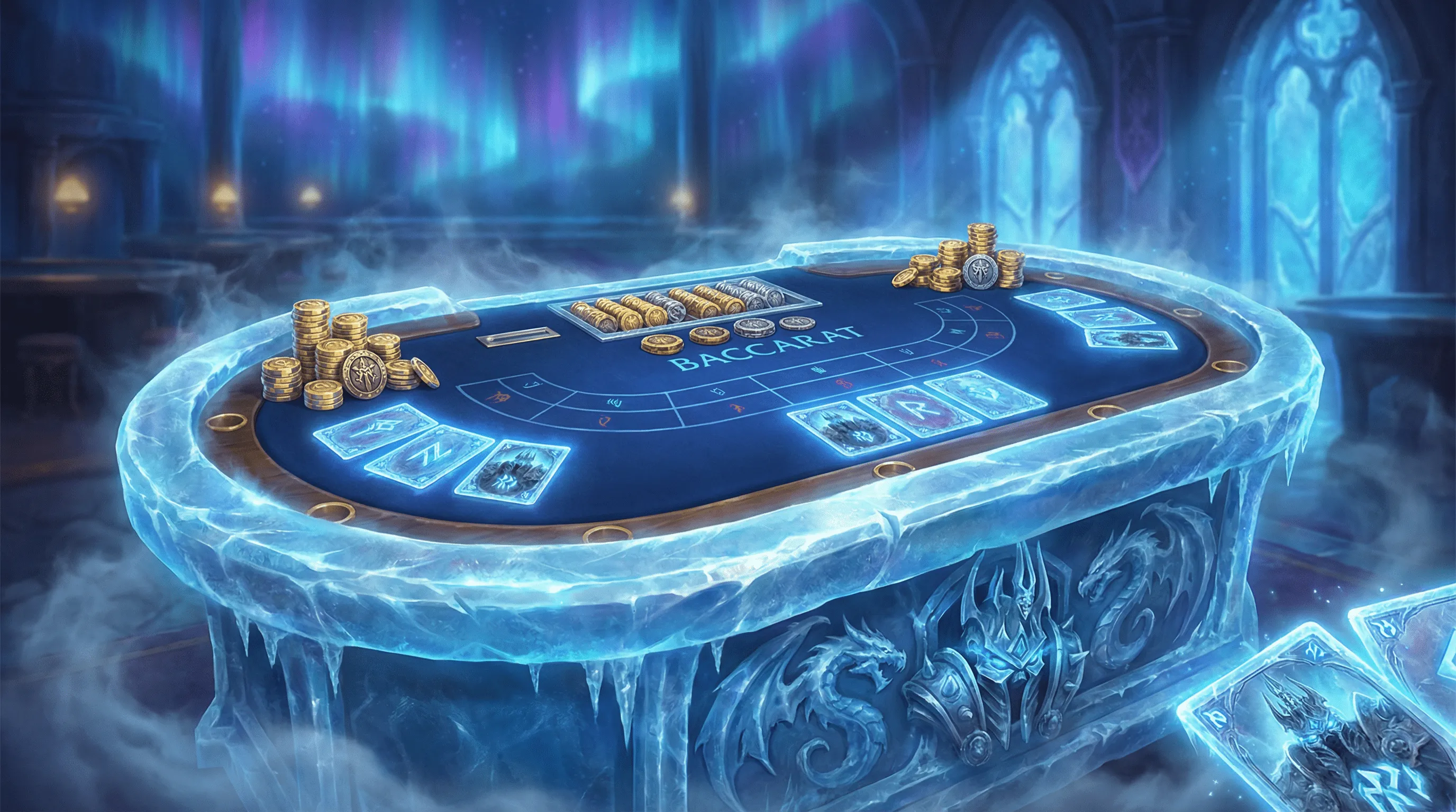 Mesa de Bacará luxuosa com cristais de gelo no soccerbet